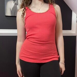 y2k red and gold trim tank top large